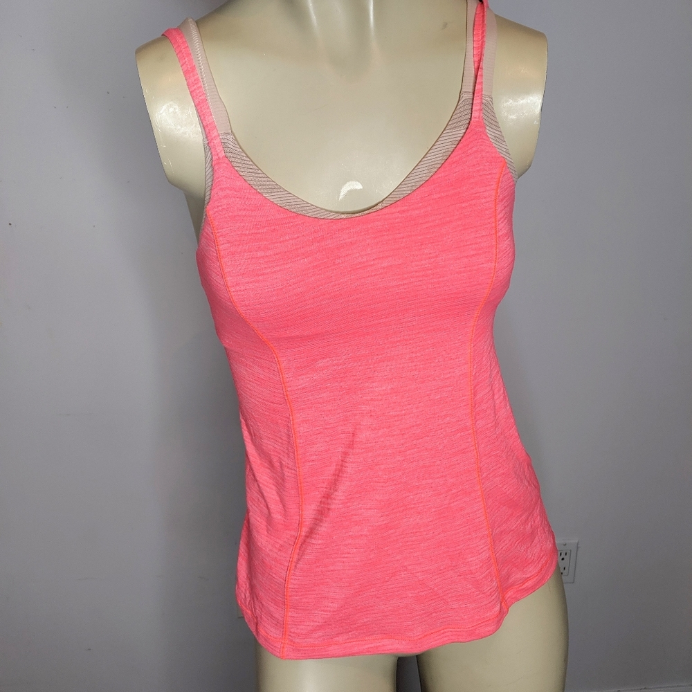Lululemon - coral / beige tank top